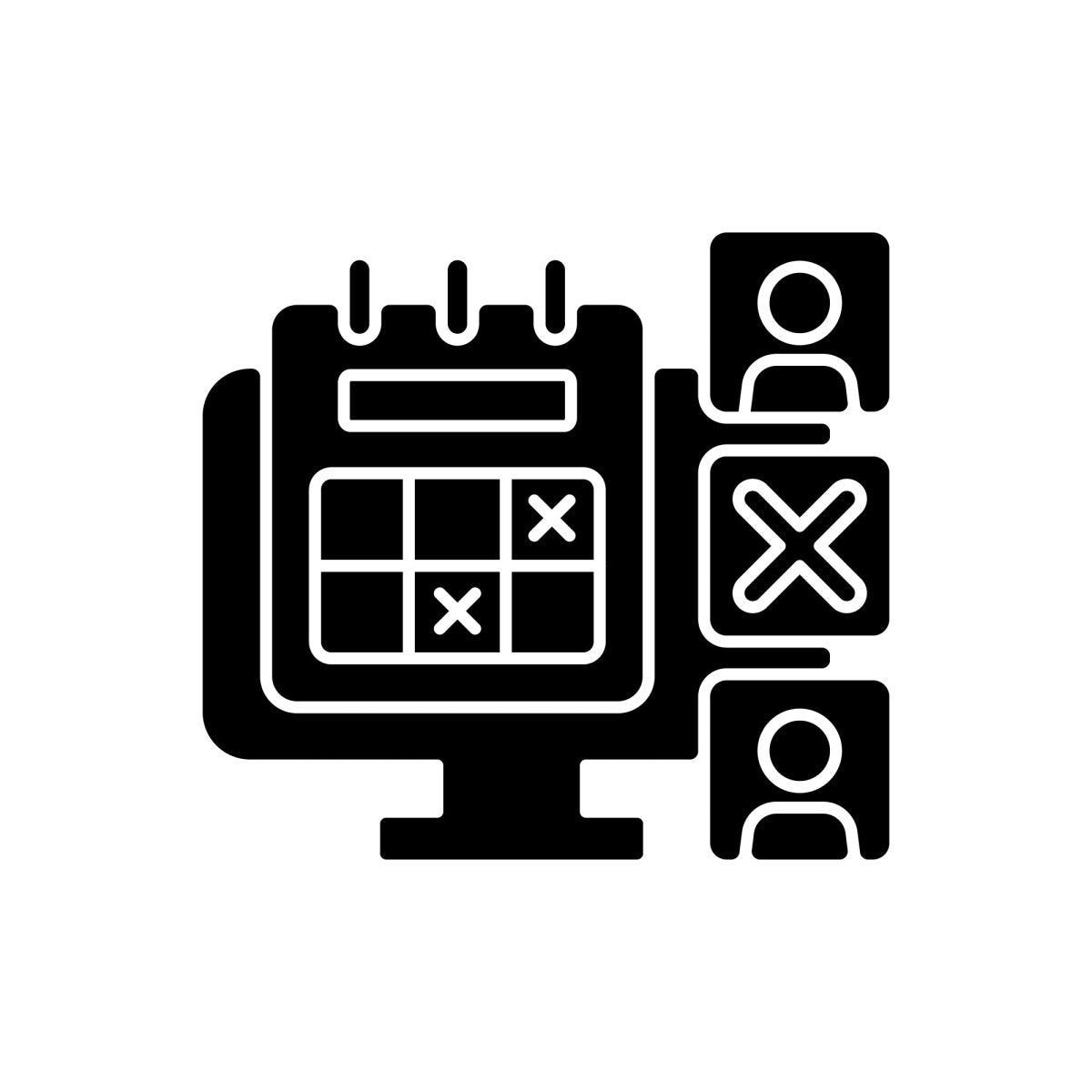 Work monitoring black glyph icons set on white space