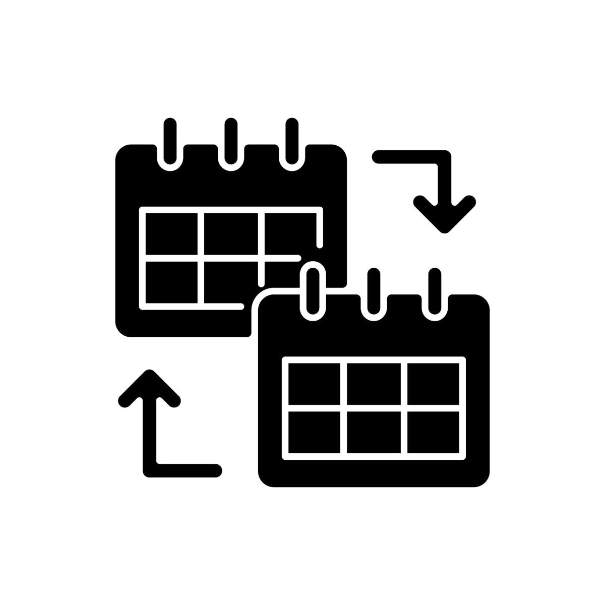 Work monitoring black glyph icons set on white space