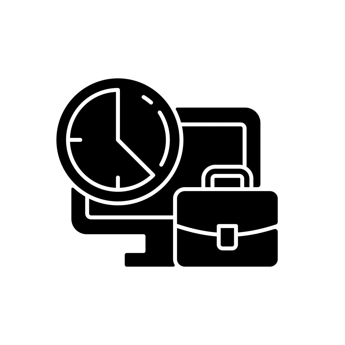 Work monitoring black glyph icons set on white space