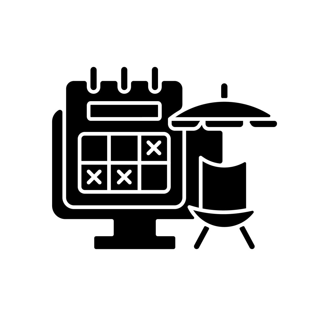 Work monitoring black glyph icons set on white space