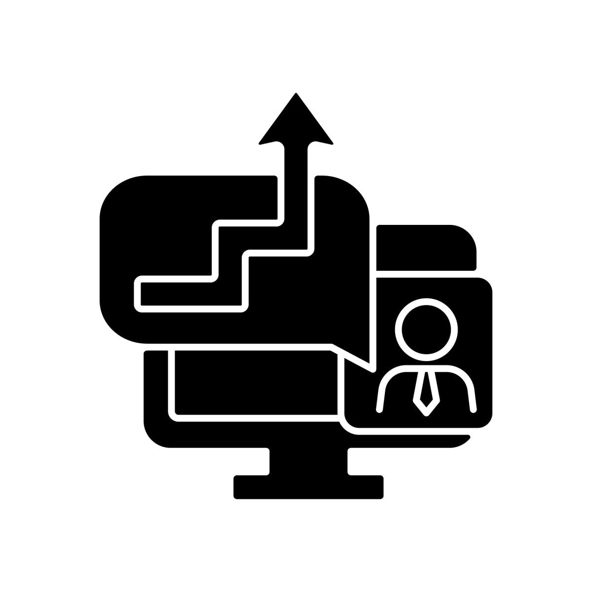 Work monitoring black glyph icons set on white space