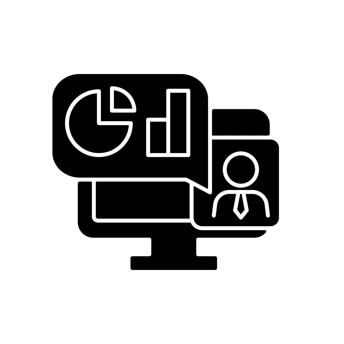 Work monitoring black glyph icons set on white space