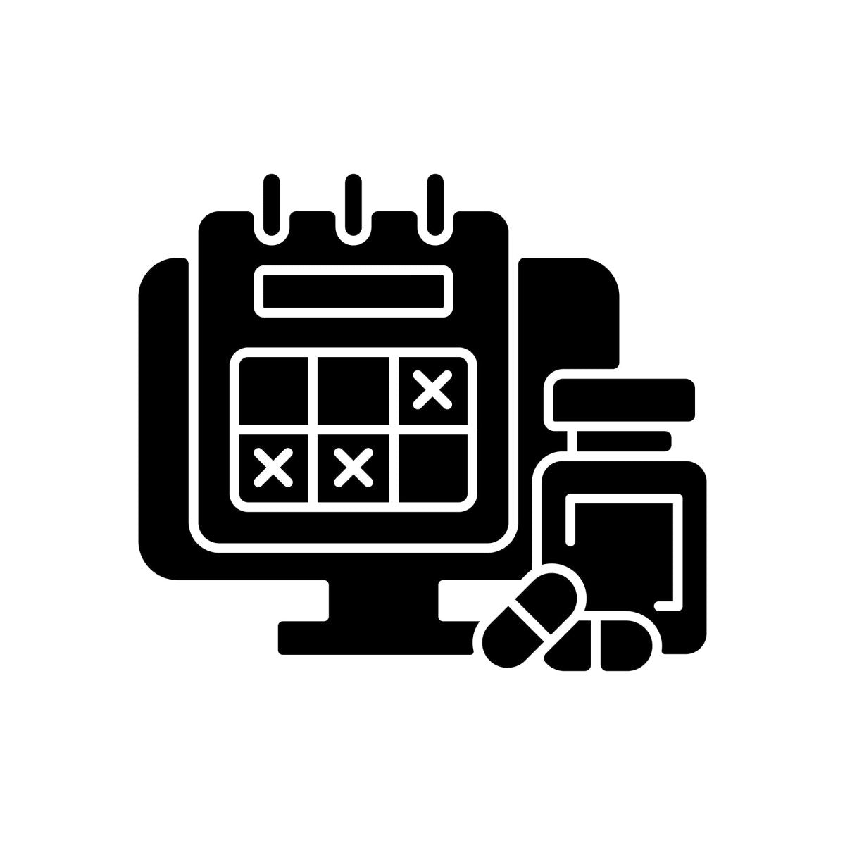 Work monitoring black glyph icons set on white space
