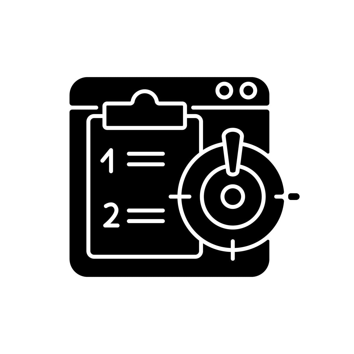 Work monitoring black glyph icons set on white space
