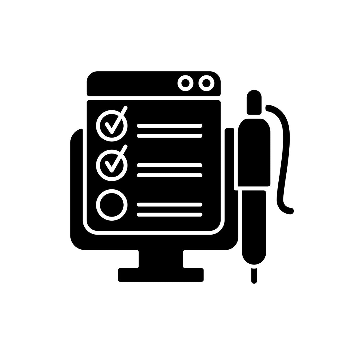 Work monitoring black glyph icons set on white space