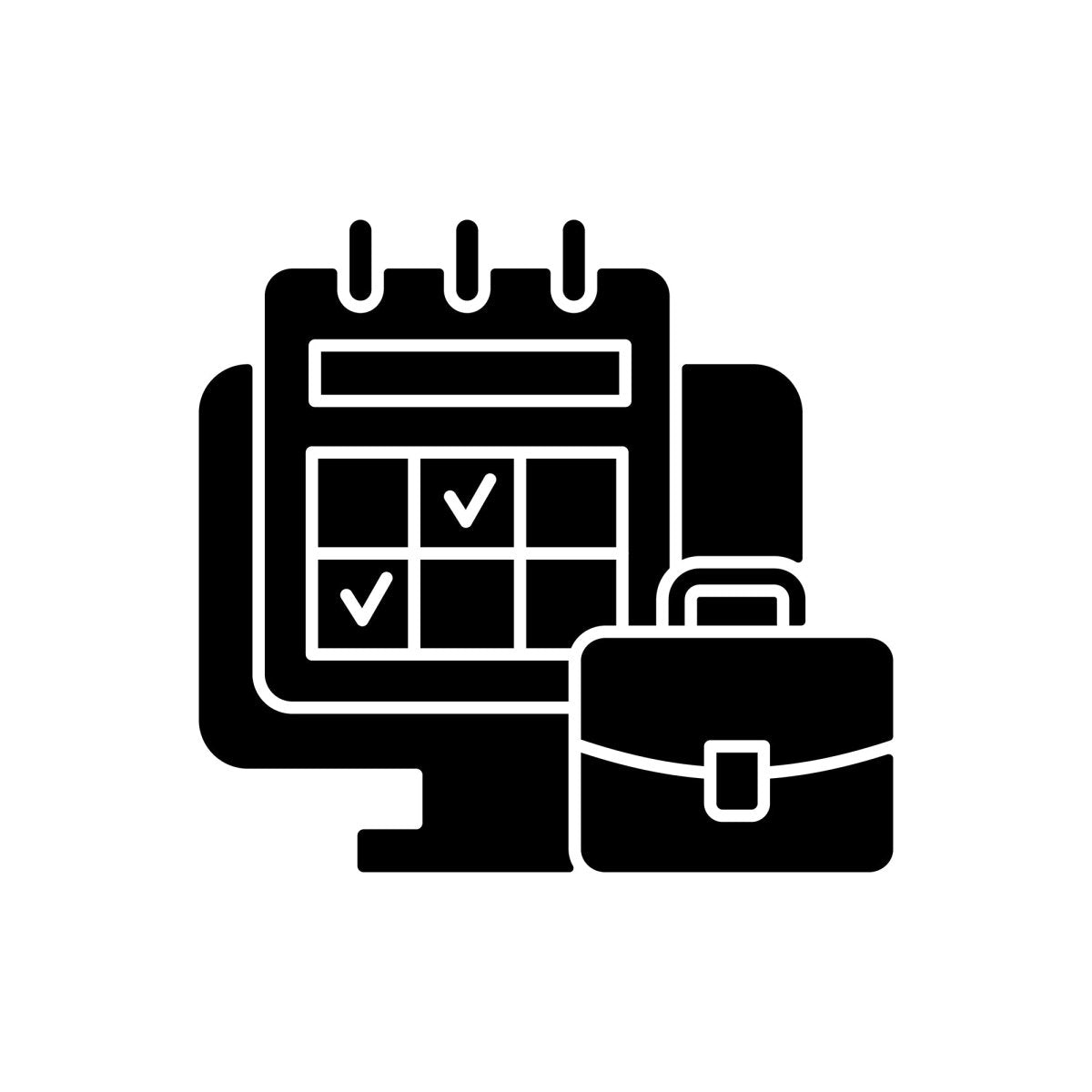 Work monitoring black glyph icons set on white space