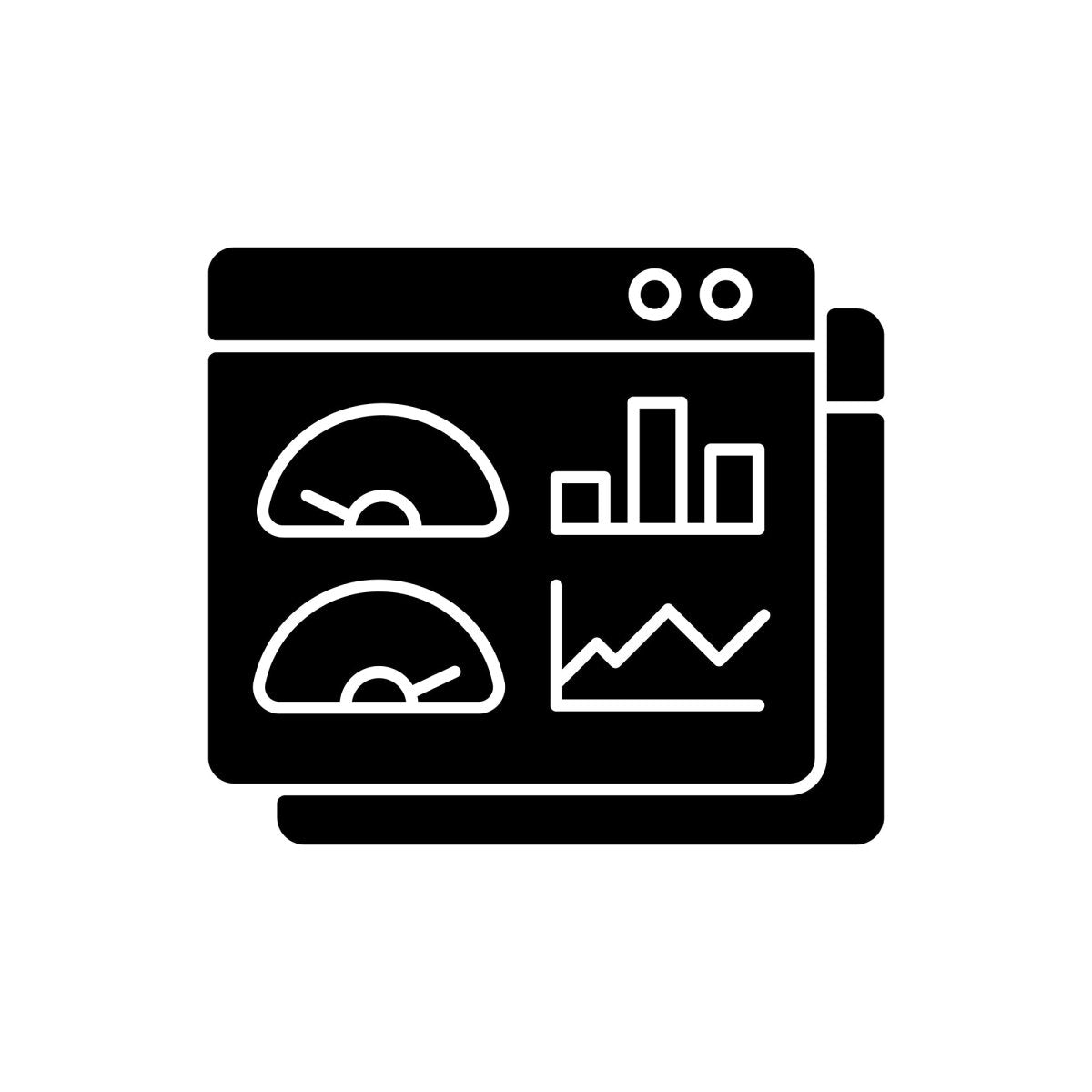 Work monitoring black glyph icons set on white space