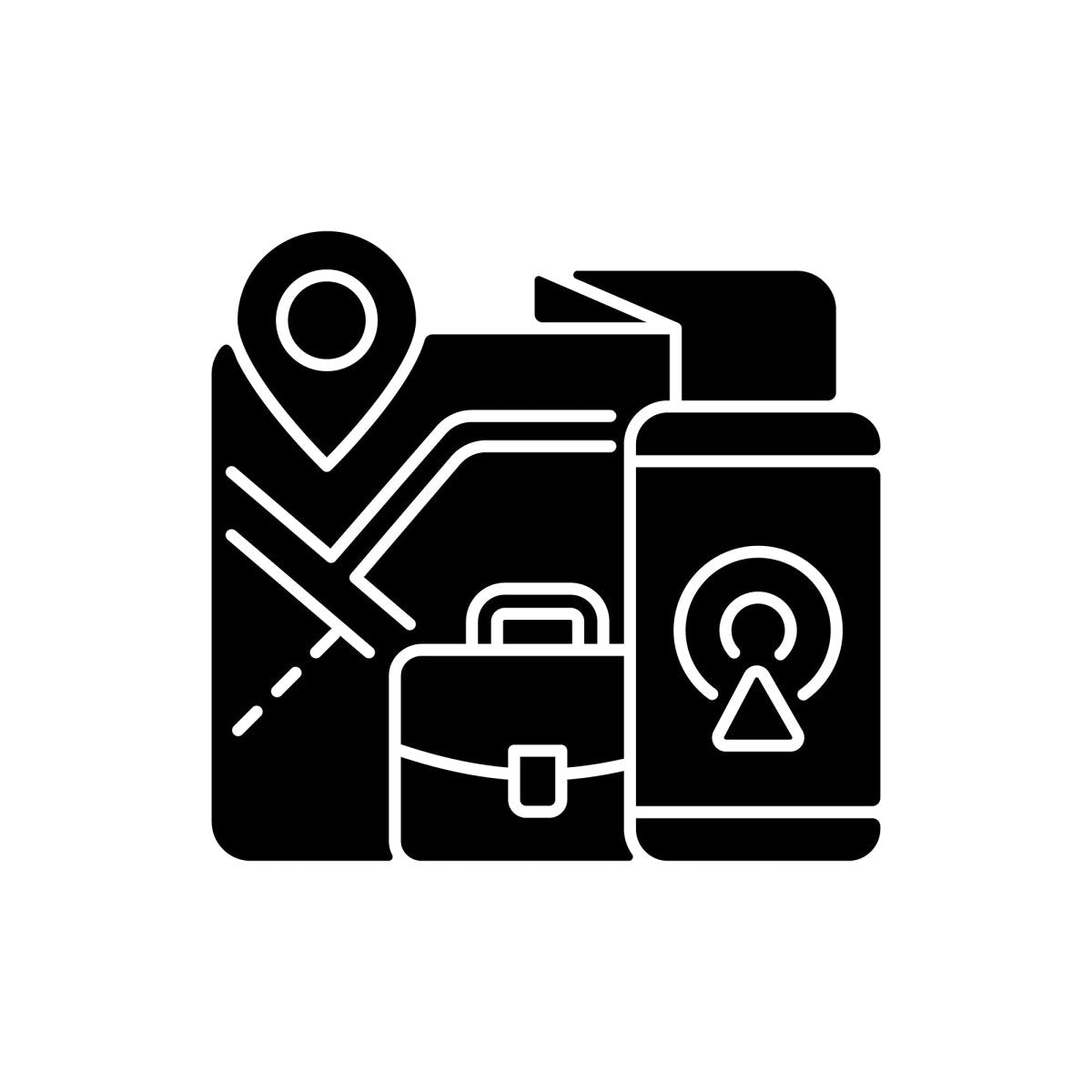 Work monitoring black glyph icons set on white space