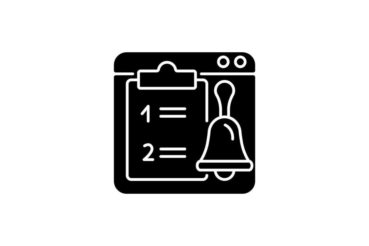 Work monitoring black glyph icons set on white space