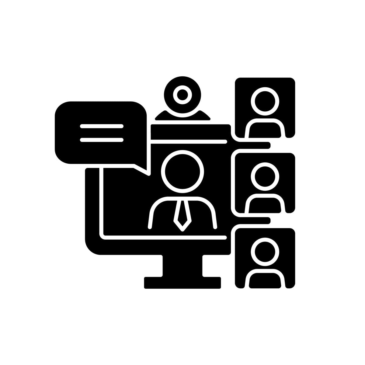 Work monitoring black glyph icons set on white space