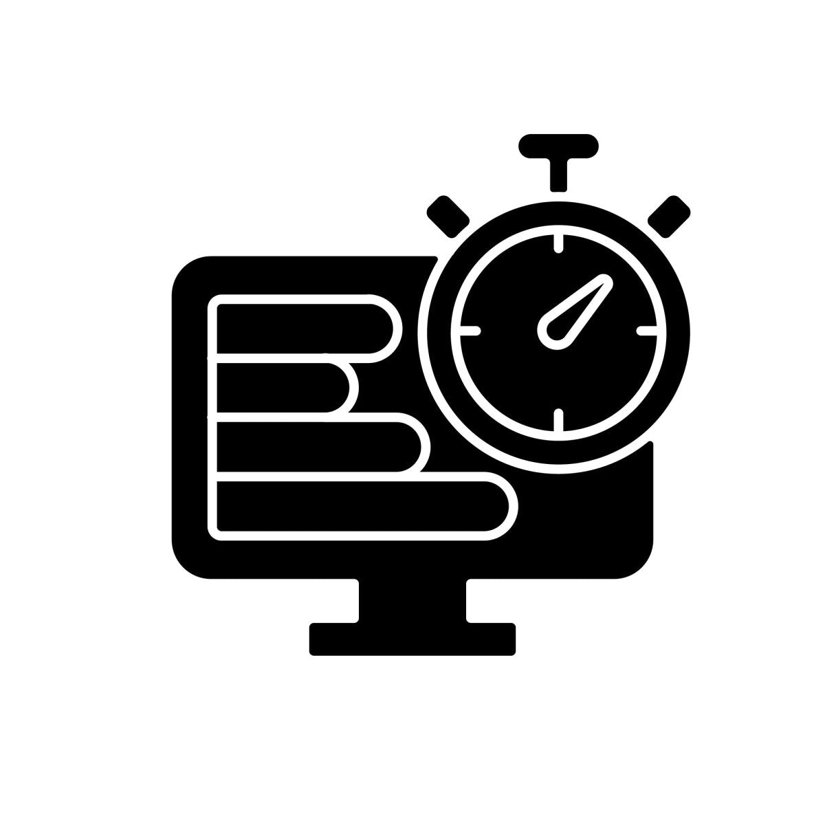 Work monitoring black glyph icons set on white space