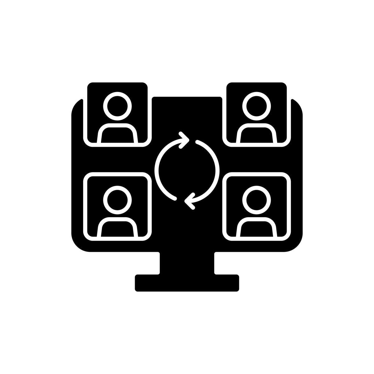Work monitoring black glyph icons set on white space