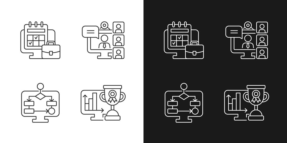 Work monitoring linear icons set for dark and light mode