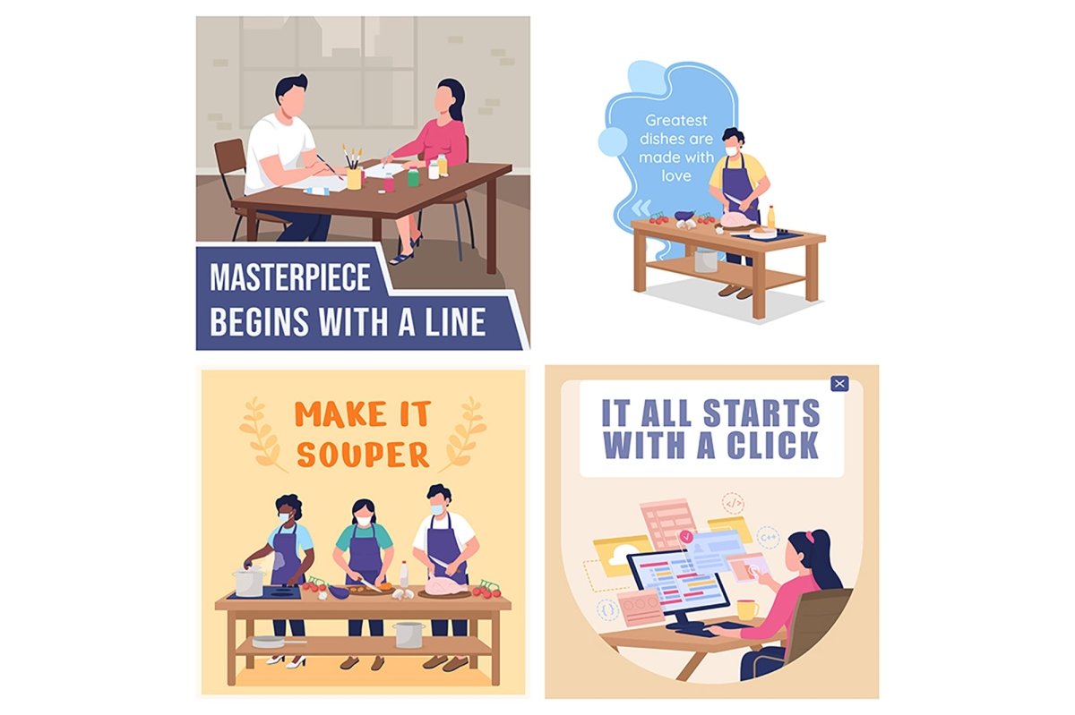 Workshop social media post mockup set