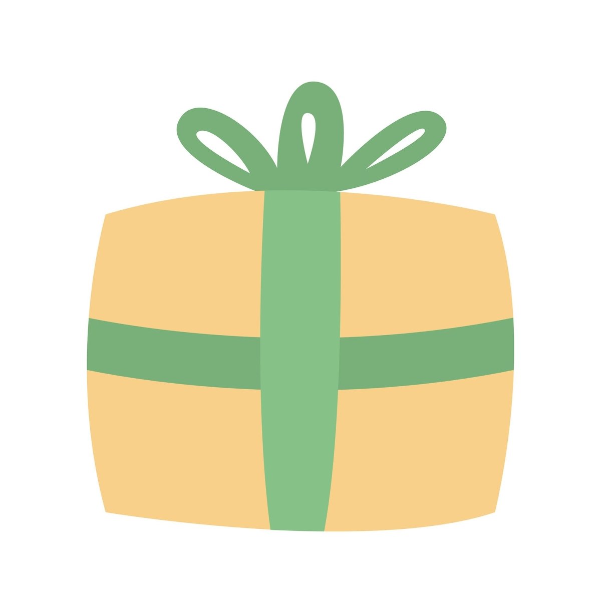 Wrapped gift box with green ribbon semi flat color vector object