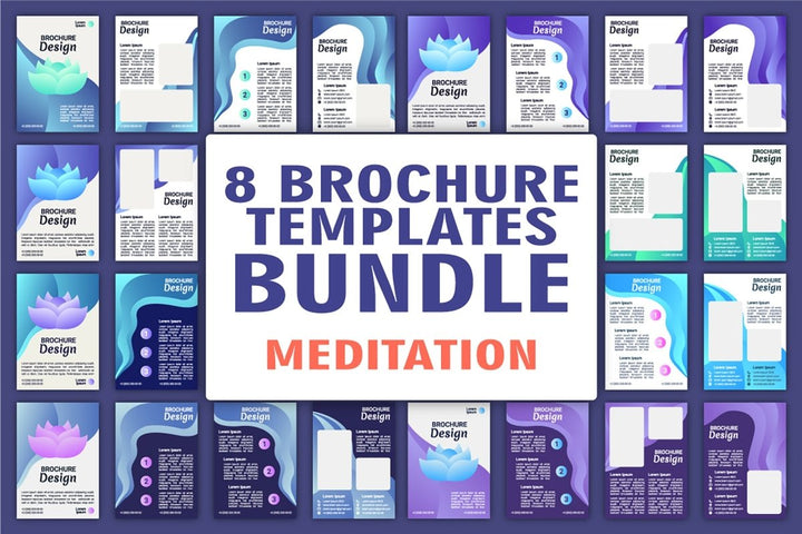 Yoga studio blank brochure template bundle