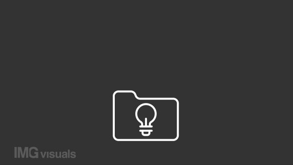 Data organization white animation. File folder with light bulb line animated icon. Confusing path. Problem solving. Isolated illustration on dark background. Transition alpha video. Motion graphic