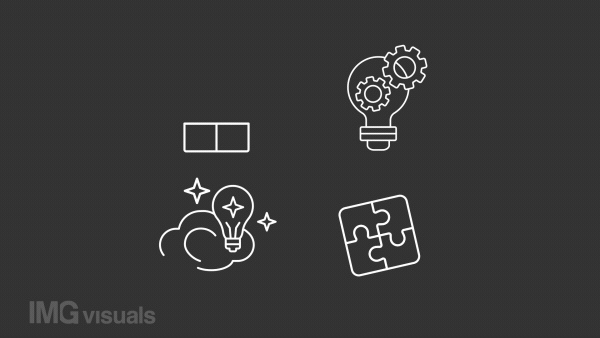 Creative process animation library. New idea animated white line icons. Problem solving. Product development. Isolated illustrations on dark background. Transition alpha. HD video. Icon pack