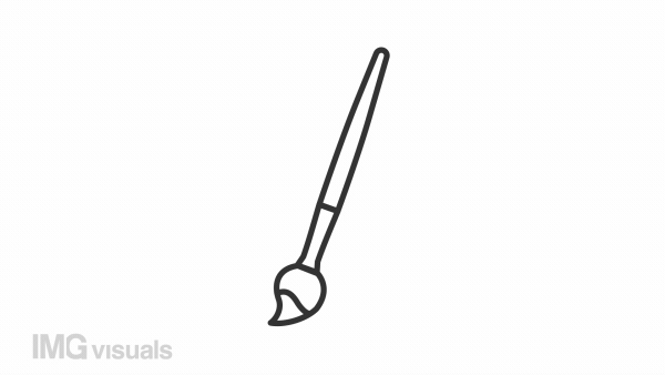 Art brush animated icon. Painting activity line animation. Artistic expression. Drawing picture. Creative process. Black illustration on white background. HD video with alpha channel. Motion graphic