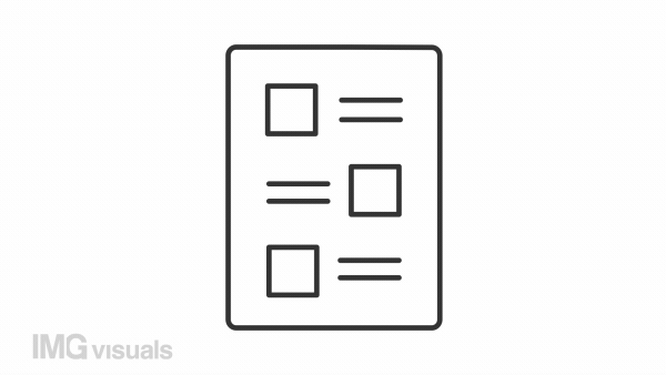 Drafting checklist animated icon. Proof reading line animation. Message bubble. Work document. Quality assurance. Black illustration on white background. HD video with alpha channel. Motion graphic