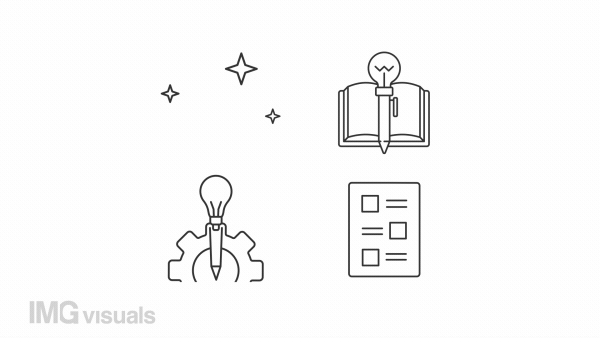 Writing book animation set. Publishing business animated line icons. Content creation. Creative process. Black illustrations on white background. HD video with alpha channel. Motion graphic
