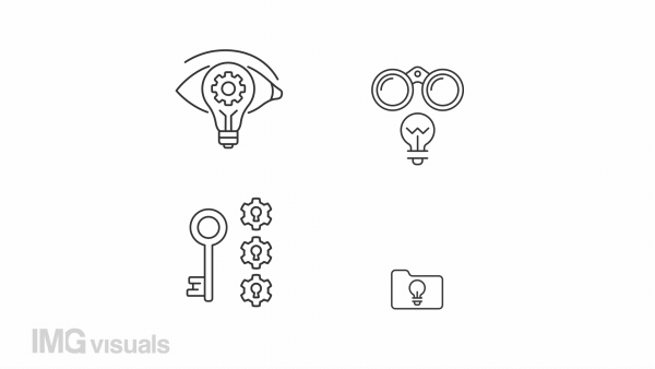 Problem solving animation set. Creative solution animated line icons. Decision making. Critical thinking. Black illustrations on white background. HD video with alpha channel. Motion graphic