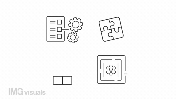 Product development animation set. New idea animated line icons. Innovative technology. Continuous improvement. Black illustrations on white background. HD video with alpha channel. Motion graphic