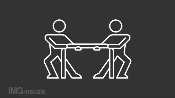 Animated competition white line icon. Sportive challenge. Opponents. Loop HD video with chroma key, alpha channel on transparent background, black solid background. Outline motion graphic animation