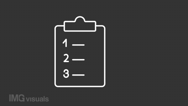 Animated clear goals white line icon. Checklist. Business objectives. Loop HD video with chroma key, alpha channel on transparent background, black solid background. Outline motion graphic animation