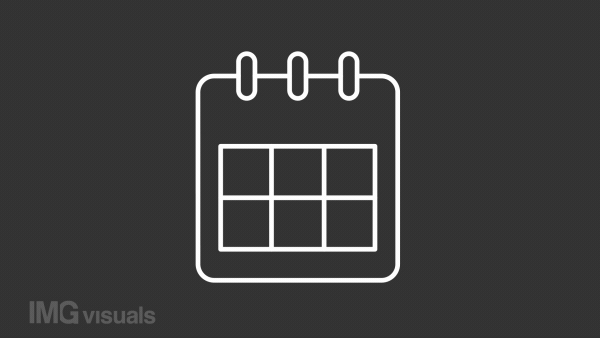 Animated calendar white line icon. Planning appointment. Countdown. Loop HD video with chroma key, alpha channel on transparent background, black solid background. Outline motion graphic animation
