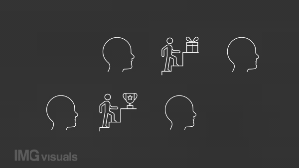 Animated motivation white line icons. Inner motivation. Self-growth. Loop HD video with chroma key, alpha channel on transparent background, black solid background. Outline motion graphic animation