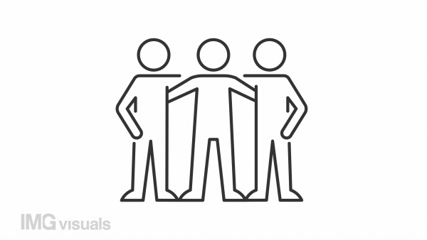 Animated friendship linear icon. Affiliate motivation. Strong relationship. Alliance. Seamless loop HD video with alpha channel on transparent background. Outline motion graphic animation