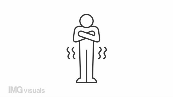 Animated chills linear icon. Fever and temperature. Flu symptom. Trembling person. Seamless loop HD video with alpha channel on transparent background. Outline motion graphic animation