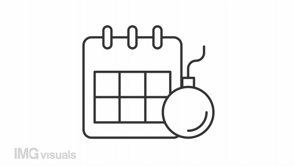 Animated deadline linear icon. Countdown. Meeting deadline. Urgent tasks. Work in hurry. Seamless loop HD video with alpha channel on transparent background. Outline motion graphic animation