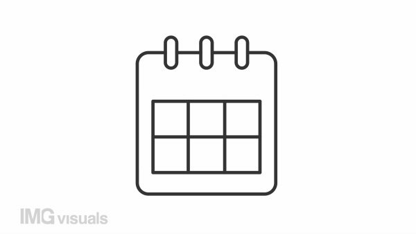 Animated calendar linear icon. Planning appointment. Countdown. Project deadline. Seamless loop HD video with alpha channel on transparent background. Outline motion graphic animation