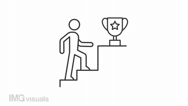 Animated achievement linear icon. Reward-based motivation. Gain prize. Accomplishment. Seamless loop HD video with alpha channel on transparent background. Outline motion graphic animation