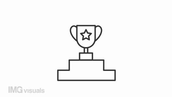 Animated award linear icon. Sport competition winner. Reward based motivation. Championship. Seamless loop HD video with alpha channel on transparent background. Outline motion graphic animation