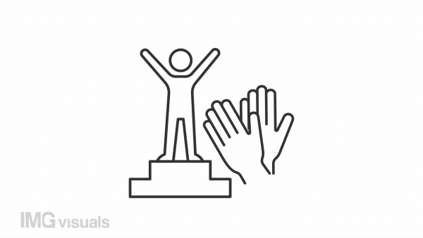 Animated recognition linear icon. Approval motivation. Success and appreciation. Winner. Seamless loop HD video with alpha channel on transparent background. Outline motion graphic animation