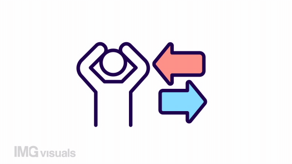 Animated hard decision color icon. Being in difficult situation. Problem solving. Seamless loop HD video with alpha channel on transparent background. Simple filled line motion graphic animation