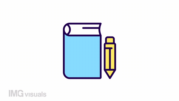 Animated examination color icon. Quizzes and tests. Textbook with questions for exam. Seamless loop HD video with alpha channel on transparent background. Simple filled line motion graphic animation