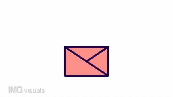 Animated mail survey color icon. Letter in envelope with question mark. Questionnaire. Seamless loop HD video with alpha channel on transparent background. Simple filled line motion graphic animation