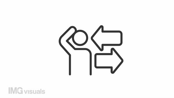Animated dilemma linear icon. Difficult choice. Tough decision making. Challenging situation. Seamless loop HD video with alpha channel on transparent background. Outline motion graphic animation