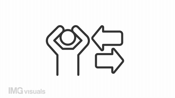 Animated hard decision linear icon. Being in difficult situation. Problem solving. Struggles. Seamless loop HD video with alpha channel on transparent background. Outline motion graphic animation