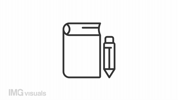 Animated examination linear icon. Quizzes and tests. Textbook with questions for exam. Seamless loop HD video with alpha channel on transparent background. Outline motion graphic animation