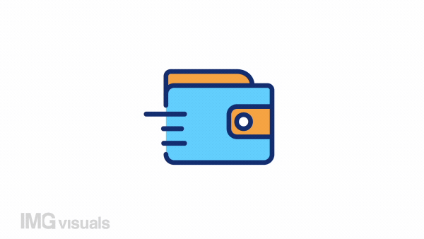 Animated wallet color icon. Electronic payment. Financial operation. Purchase. Seamless loop HD video with alpha channel on transparent background. Simple filled line motion graphic animation