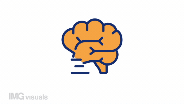 Animated brain activity color icon. Cognitive process. Human body organ. Mindset. Seamless loop HD video with alpha channel on transparent background. Simple filled line motion graphic animation