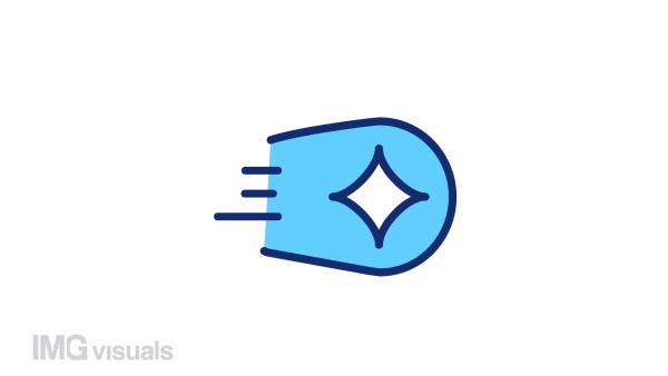 Animated comet color icon. Space body. Falling star. Make wish. Glowing tail. Seamless loop HD video with alpha channel on transparent background. Simple filled line motion graphic animation