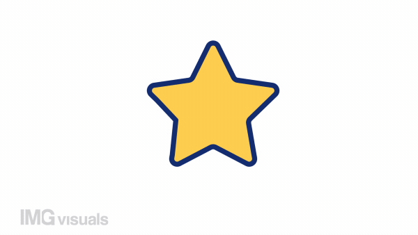 Animated star color icon. Rating and award. Space body. Cosmos. Glowing star. Seamless loop HD video with alpha channel on transparent background. Simple filled line motion graphic animation