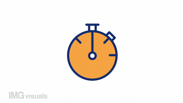Animated stopwatch color icon. Countdown tool. Precise measurement. Sport timer. Seamless loop HD video with alpha channel on transparent background. Simple filled line motion graphic animation