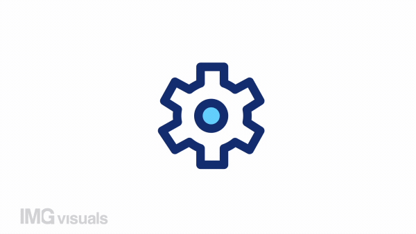Animated spinning gear color icon. System settings. Processing. Part of mechanism. Seamless loop HD video with alpha channel on transparent background. Simple filled line motion graphic animation